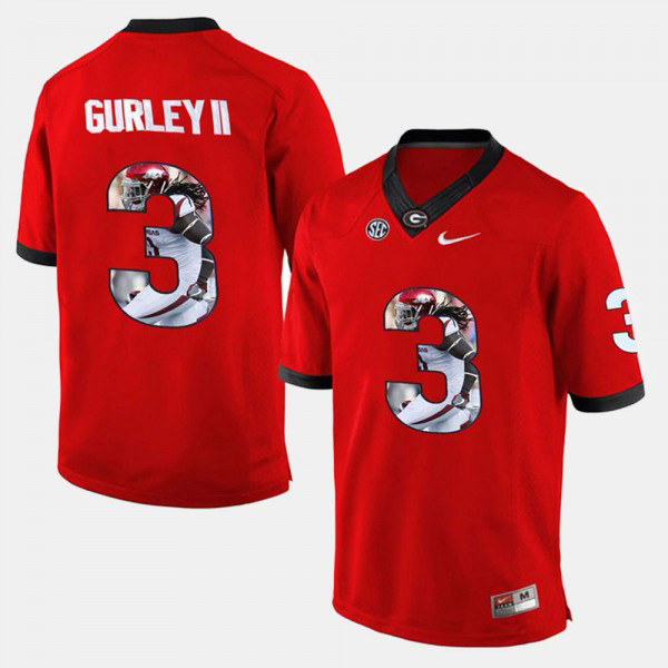 Men's #3 Todd Gurley II Georgia Bulldogs Player Pictorial Jersey - Red